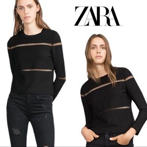 Zara Woman Collection Cutout Black Blouse